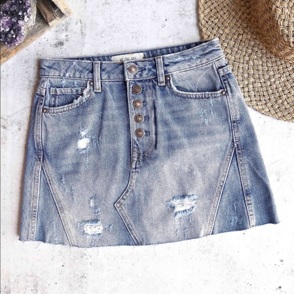 Free People Denim A Line Skirt - Picture 4 of 5